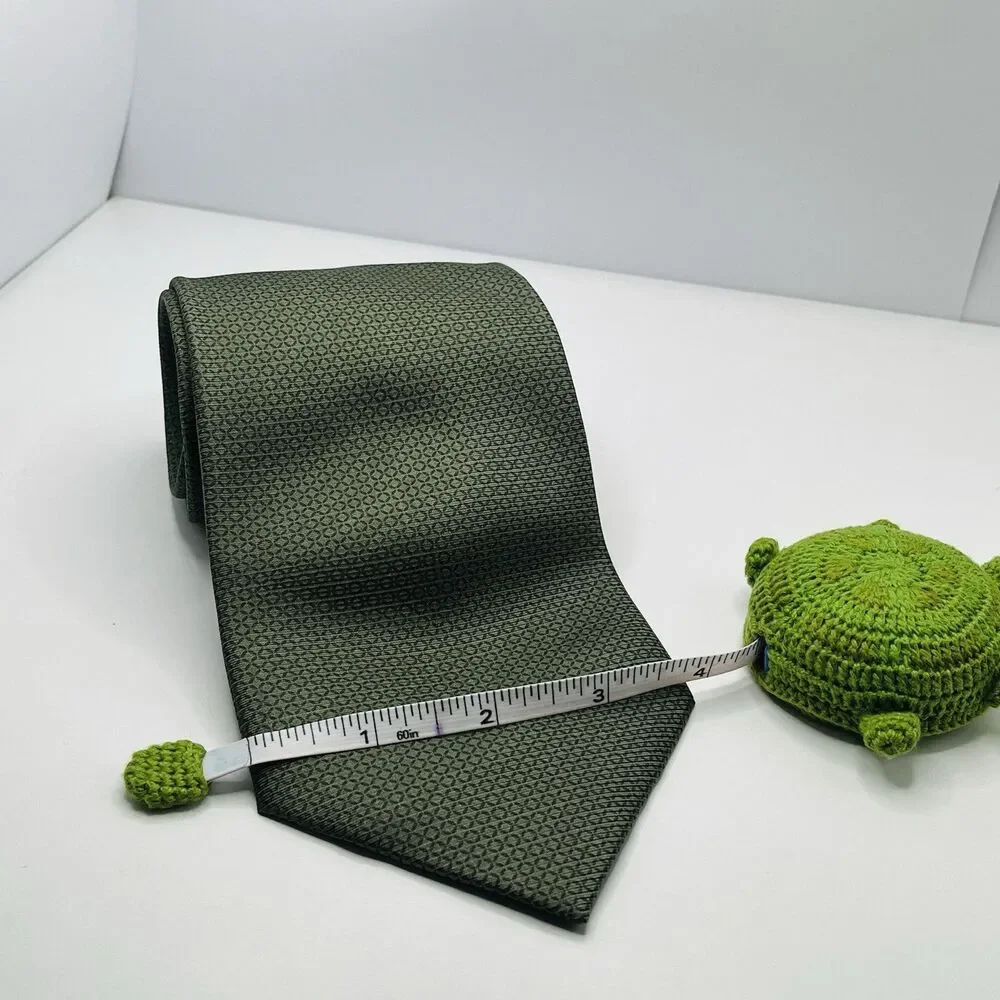 Bijoux Terner  Men’s Genuine 100% Silk Tie Rich Green Geometric Necktie Handmade - Picture 7 of 7